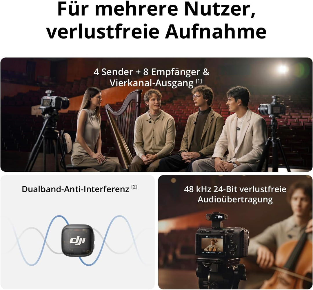 DJI Mic 3 (2 Sender, 1 Empfänger, Ladeschale), Kabelloses Lavalier Mikrofon für iPhone/Kamera/Androi