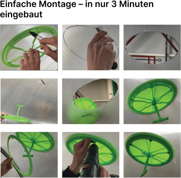 Gewächshaus Öffner Alternative – Manuelle Lüftungsklappe für Polycarbonat, einfache Montage ohne Fen