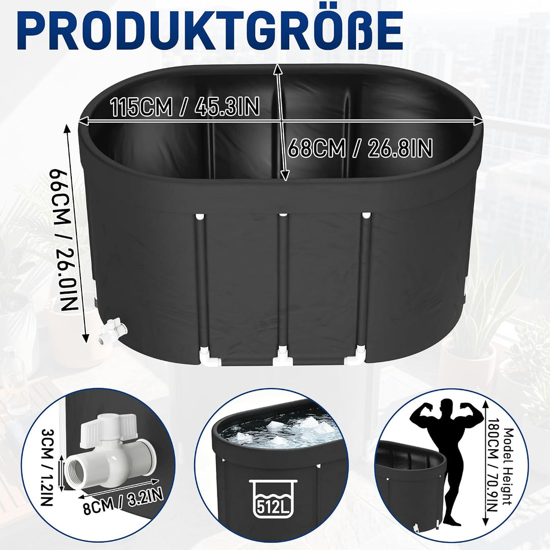 YRHome Eisbad Tonne Aufblasbare Eistonne 115 * 68CM Indoor Outdoor Kältetherapie für Sportler Wellne