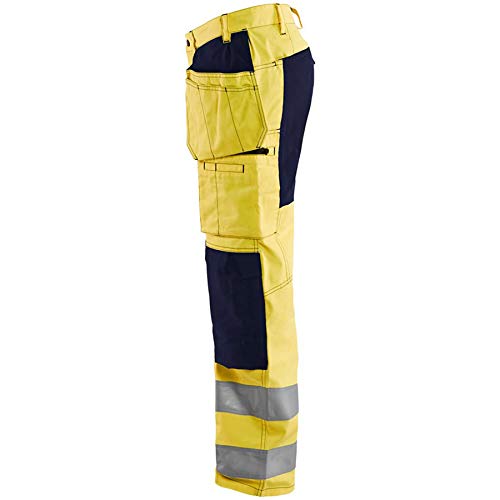 Blaklader 15521811 Hochsichtige Hose mit Stretch, Gelb/Marine, grootte D124 D124 Yellow / Navy Blue,