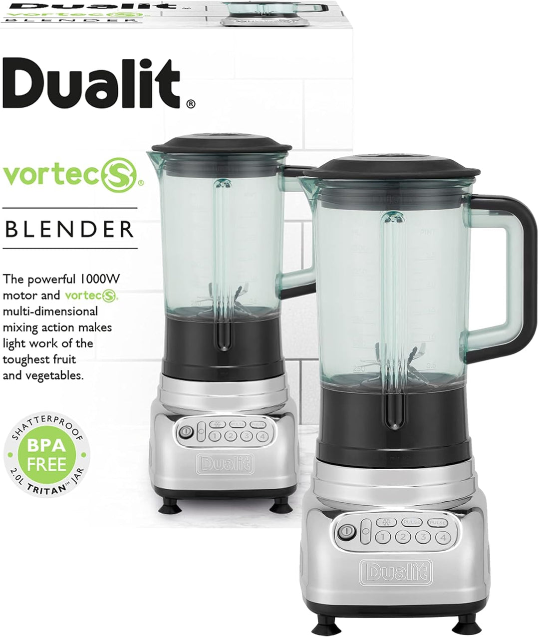 Dualit VortecS® Elektrischer Mixer - Smoothie & Suppositor - 2 L Kapazität - Sieben Stufen - Eis-Cru