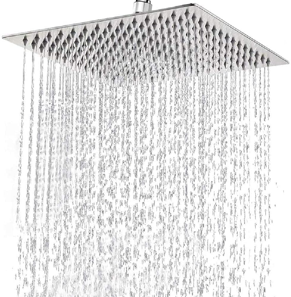 duschkopf regendusche 12 Zoll, Regenduschkopf 30x30cm Eckig aus Edelstahl, Selbstreinigende Regendus