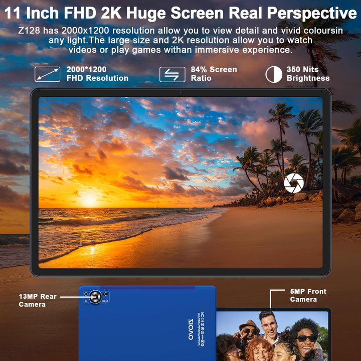 ZIOVO 2026 Tablet 11 Zoll Android 13 mit 16GB RAM+256GB ROM/TF 2TB, FHD 2000 * 1200, Octa-Core 2.0 G