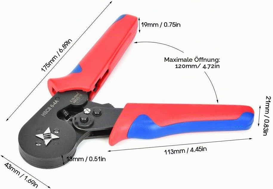 Crimperzange, HSC8 6-4A Selbsteinstellende Ratsche Crimperratschen-Crimpzange 0,25~10 mm² AWG23-10