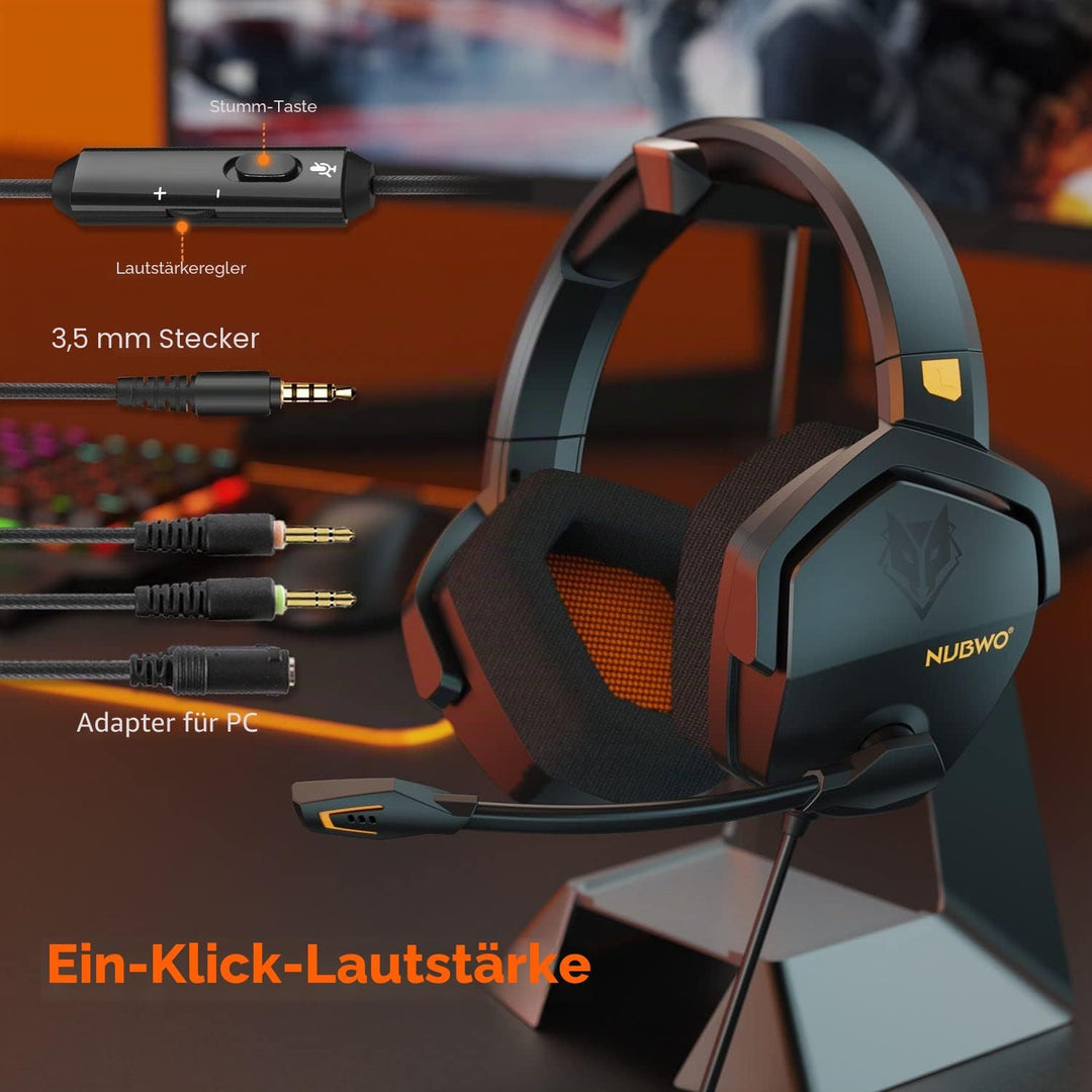 NUBWO N16 Gaming Headset – Mikrofon mit Geräuschunterdrückung, Stereo Sound und Komfortables Design