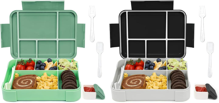 Bugucat Brotdose Kinder mit Fächern 1330ML 2 Set,Lunchbox Kinder Bento Box Auslaufsicher mit 6 Fäche