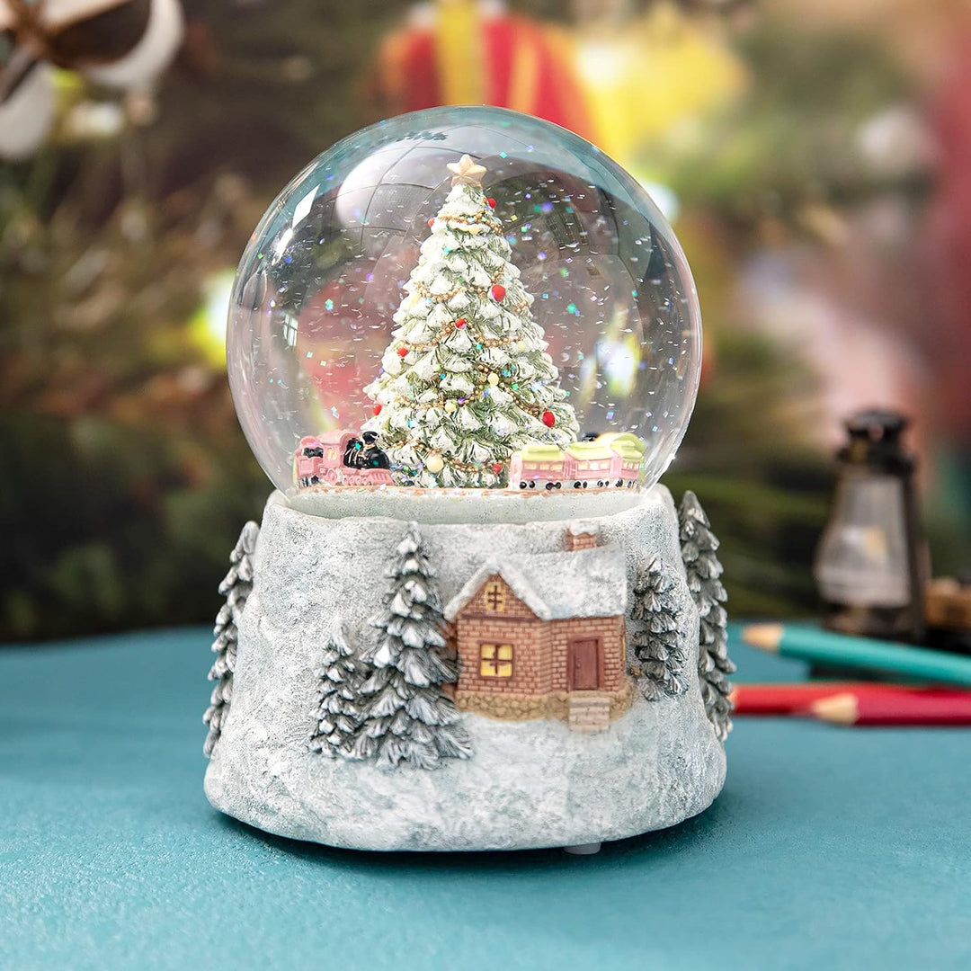 Juniland Weihnachtsbaum und automatischer, drehbarer Zug, Schneekugel, Farbwechsel, Lichteffekt, Sch