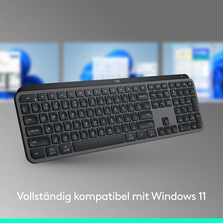Logitech MX Keys S Plus kabellose Tastatur, Low Profile, Fluid Quiet Typing, Programmable, Backlight