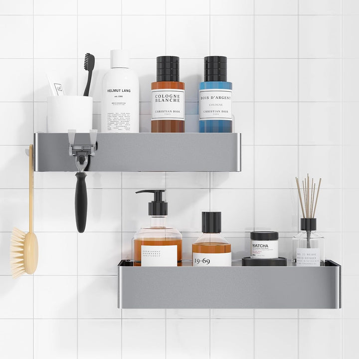 Kitsure Duschablage ohne Bohren - 2 Stück rostfreie Badezimmer Organizer, schnell trocknende Badrega