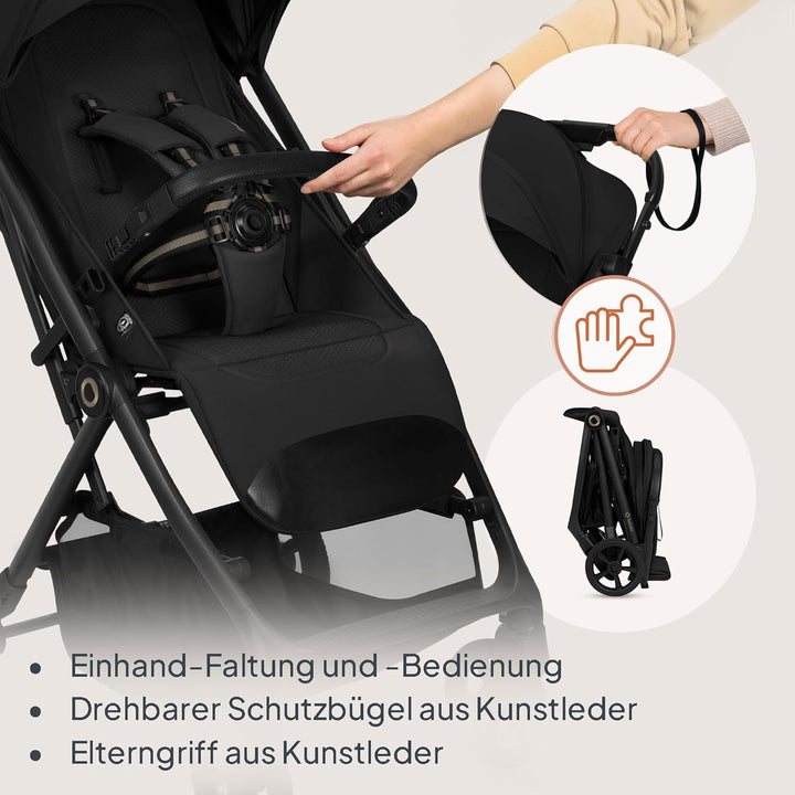 Lionelo Tansi Reisebuggy bis 22 kg, 6 Monate–4 Jahre, Kompakt Faltbar mit Einhand Auto Folding, Grav