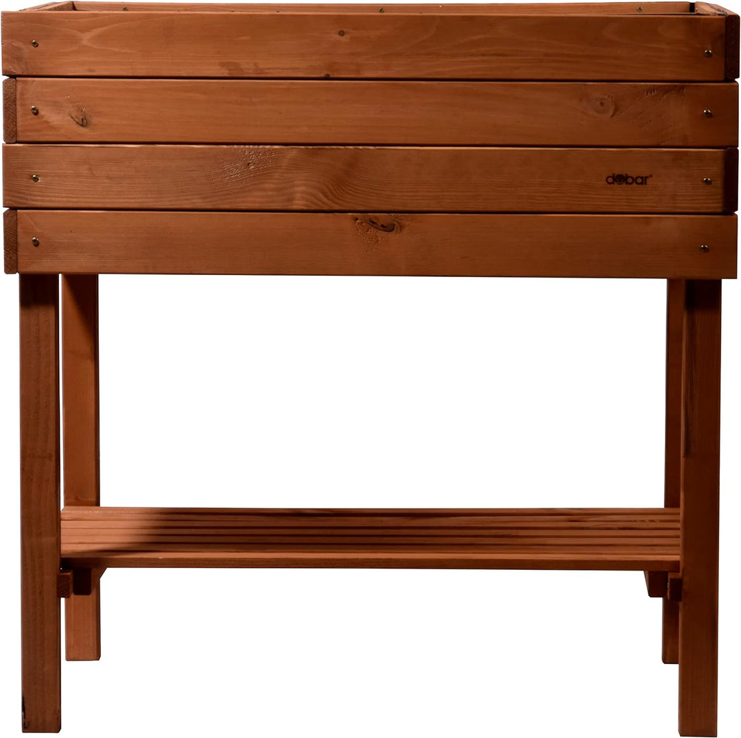 dobar® 58270e breites Hochbeet Kubus Massiv-Holz mit Ablageboden | Salatbeet Bausatz für Gemüse | Er