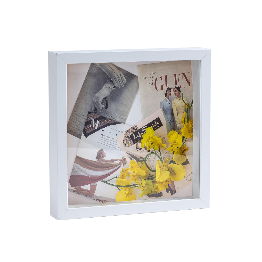 Muzilife 3D Bilderrahmen zum Befüllen mit Glasscheibe, 28x28 cm-Tiefer Rahmen Weiss, Holz Objektrahm