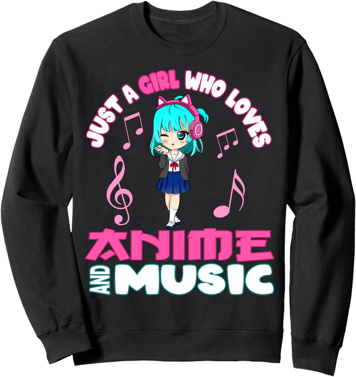 nur ein Mädchen, das Anime und Musik liebt Teen Chibi Grafik Sweatshirt