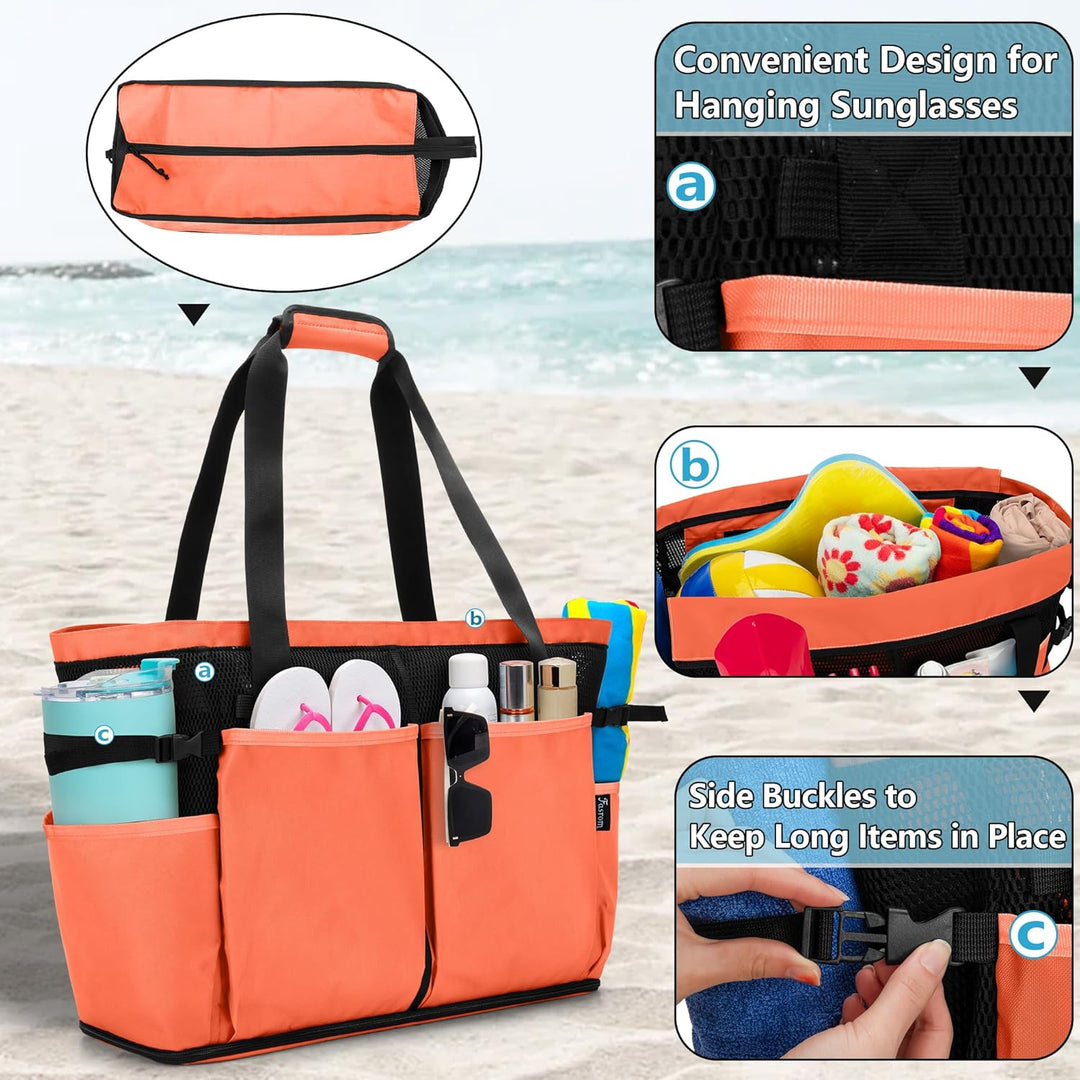 Fasrom Extra Grosse Netz Strandtasche, Übergrosse Strandtasche für Strandausflug (Patent Angemeldet)