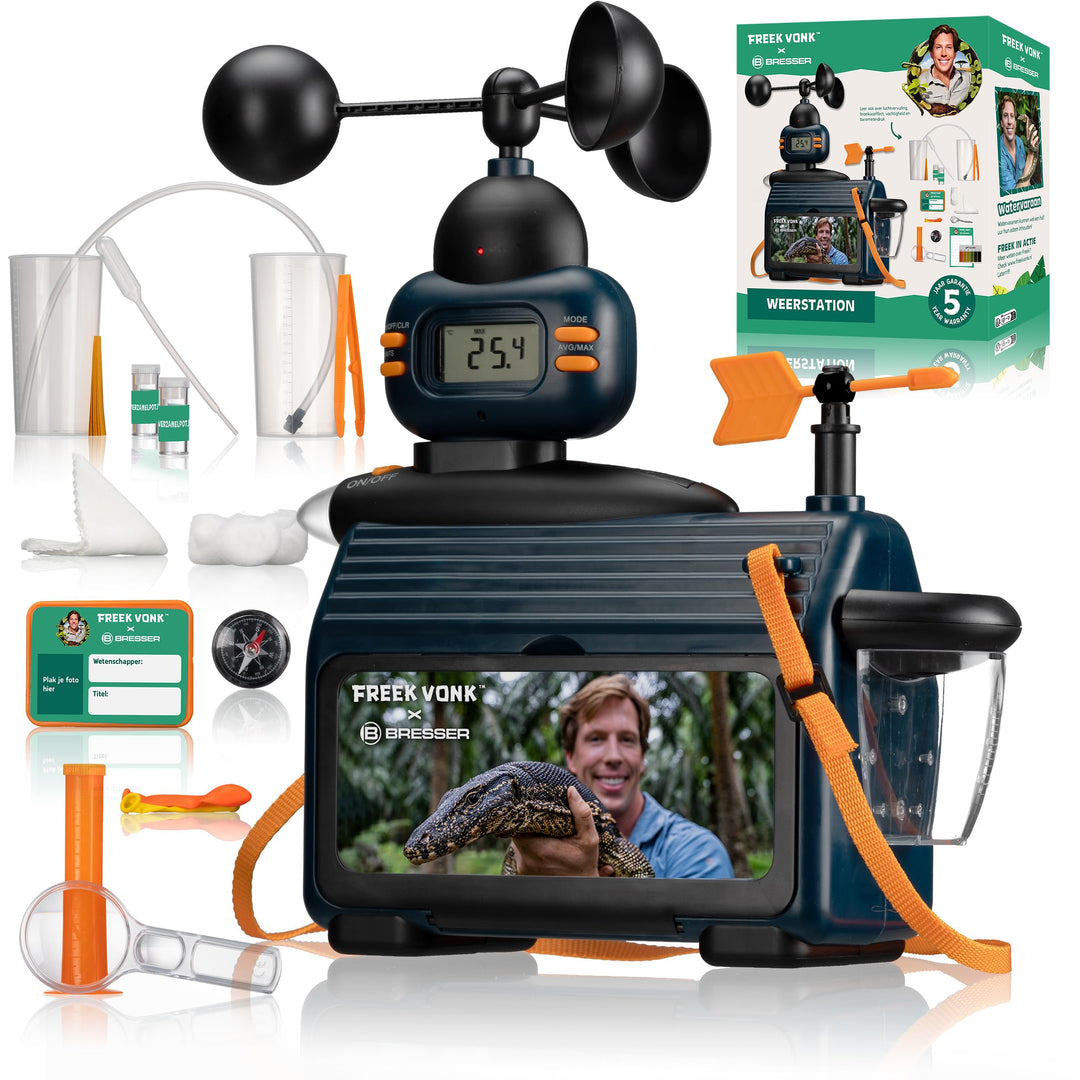 Freek Vonk x Bresser Kinder-Wetterstation für draussen mit LCD-Anzeige, Temperatur-, Wind- und Regen