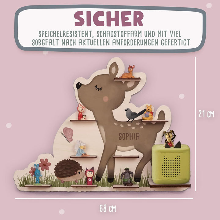 hellomini Tonie Regal Mädchen mit Wunschnamen für Toniebox 1 & Toniebox 2 - Personalisiertes Toniebo