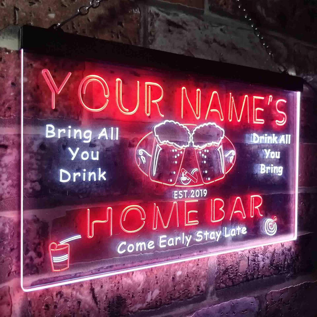 Personalized Your Name Est Year Theme Home Bar Beer Dual Color LED Barlicht Neonlicht Lichtwerbung N