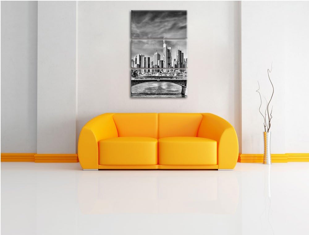 Pixxprint Skyline von Frankfurt am Main als Leinwandbild/Grösse: 3 Teilig (120x80) cm/Wandbild/Kunst
