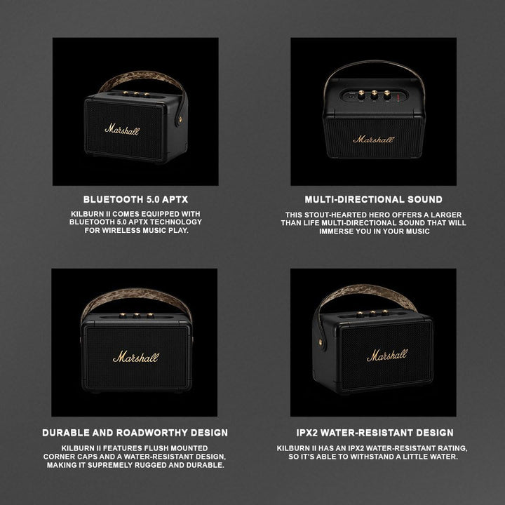 Marshall Kilburn II Bluetooth Tragbarer Wasserabweisend Lautsprecher, Kabelloser - Schwarz und Messi