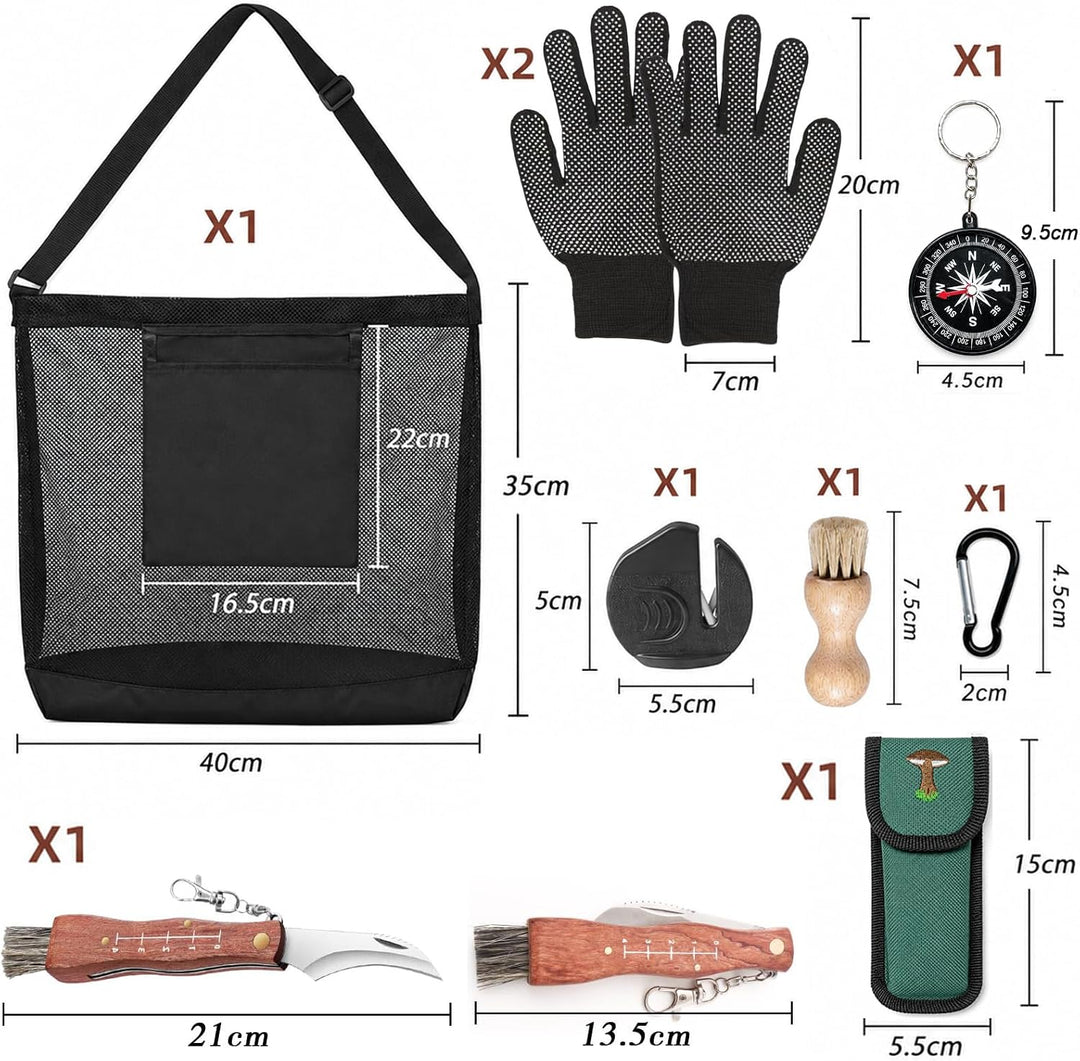 Pilzmesser Set mit Pilztasche,Pilzmesser aus Birnbaumholz,Schwammerlmesser