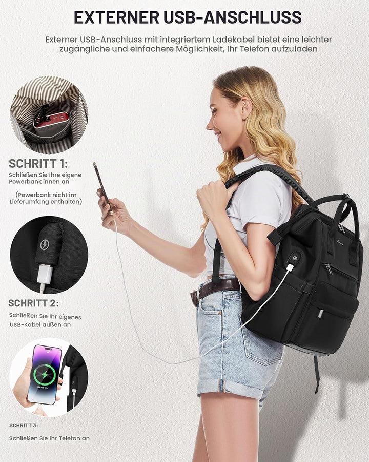 LOVEVOOK Schulrucksack Teenager Mädchen, 17,3 Zoll Laptop Schultasche Arbeitstasche Herren Damen, Wa