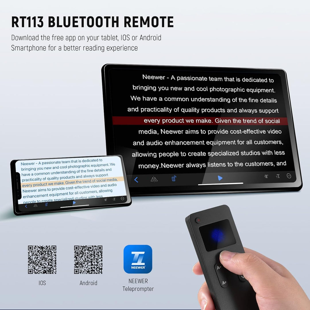 NEEWER RT113 Fernbedienung für NEEWER Teleprompter App, aktualisiert mit direkter Bluetooth Verbindu