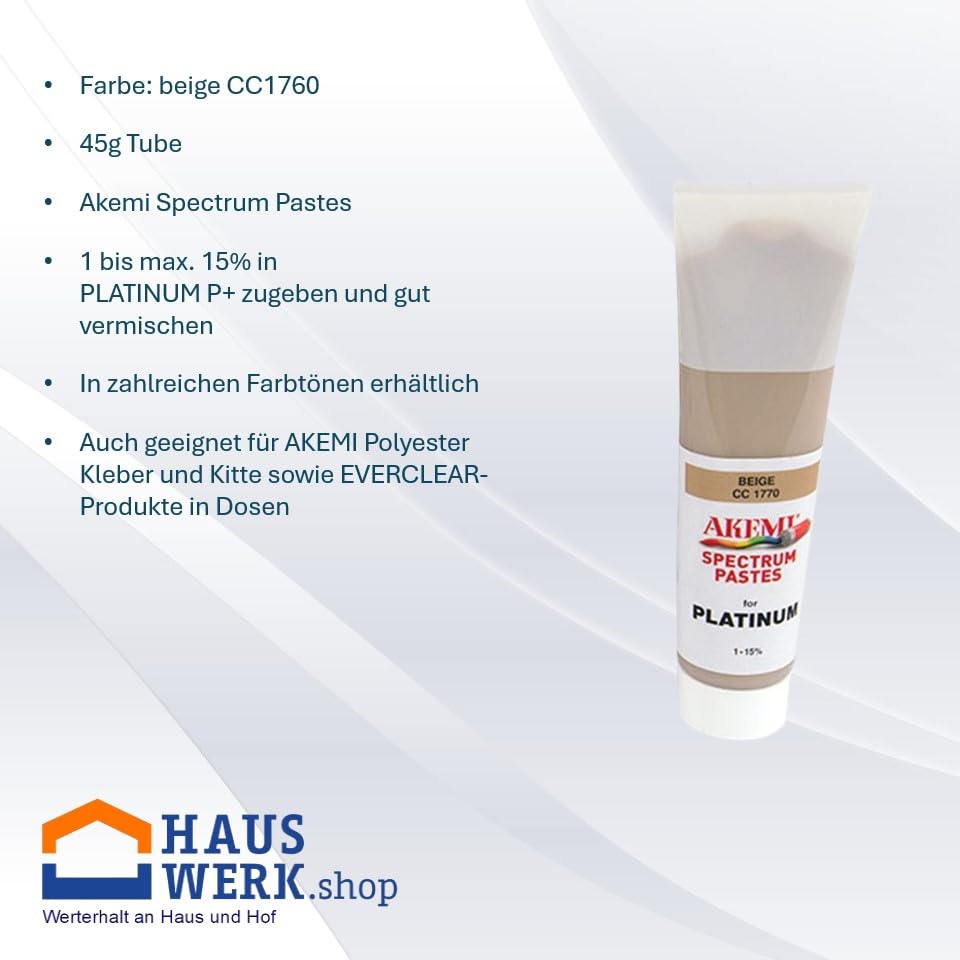 HAUSWERK.shop Set Akemi PLATINUM P+ L-Spezial / 170 g mit Farbpaste Platinum P+ CC 1760 beige