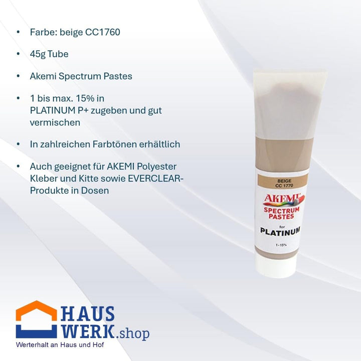 HAUSWERK.shop Set Akemi PLATINUM P+ L-Spezial / 170 g mit Farbpaste Platinum P+ CC 1760 beige