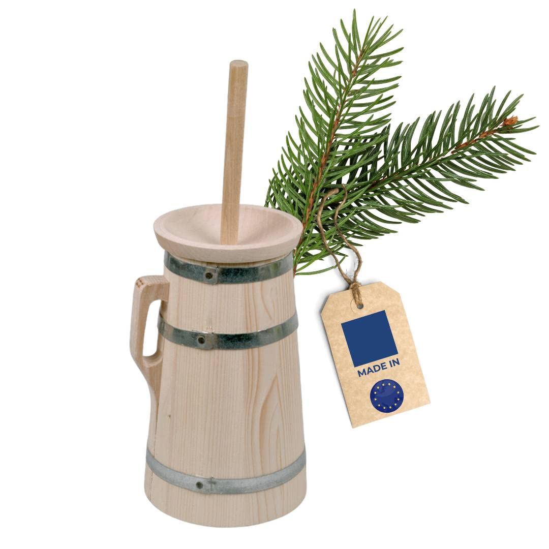HOFMEISTER® Butterfass aus Holz, für 5 Liter Sahne, Butter selber Machen, authentische Böttcherware