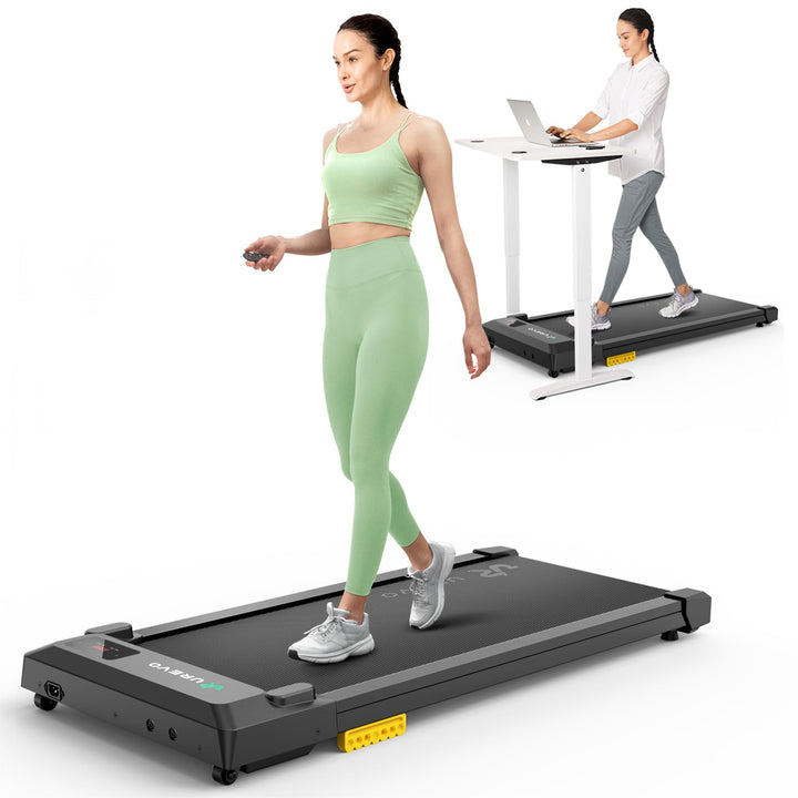 UREVO Smart Walking Pad, kompaktes Laufband unter Schreibtisch mit Acht-Punkt-Stossdämpfungs, UREVO