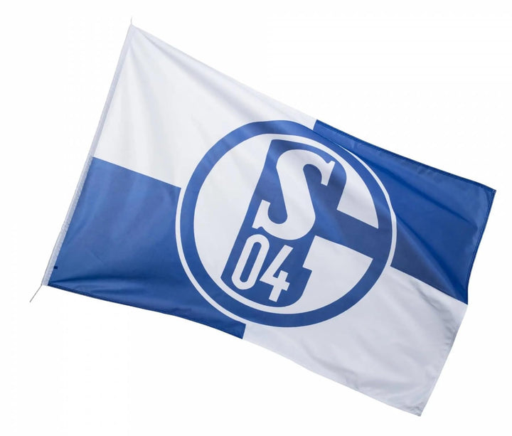 FC Schalke 04 Hissfahne - Karo - 100 x 150 cm Fahne Flagge S04 - plus Lesezeichen I love Gelsenkirch