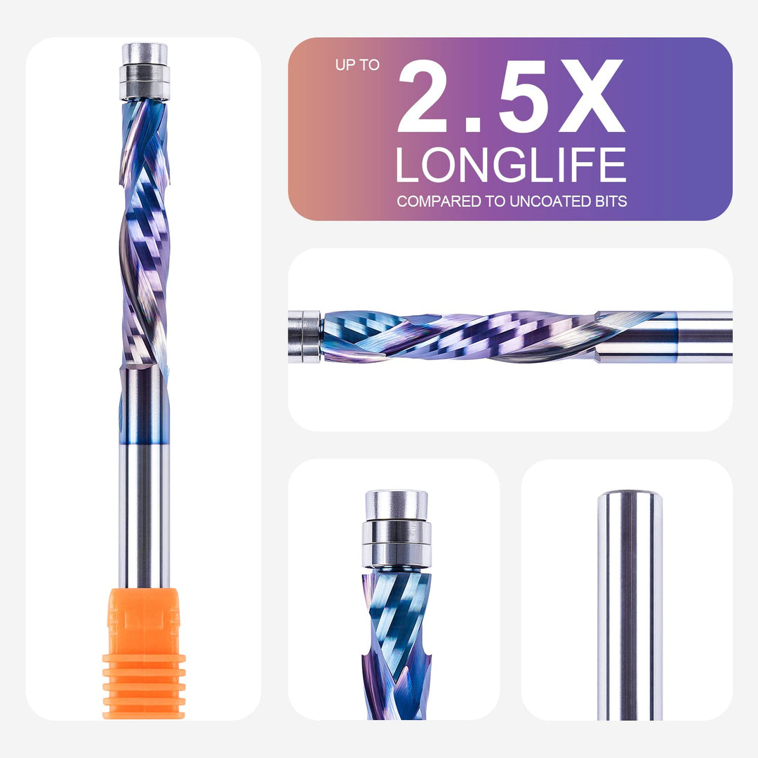 SpeTool Bündigfräser 8mm Schaft Extra Lang Kopierfräser für Oberfräse Up&Down Kompressions 40mm Schn