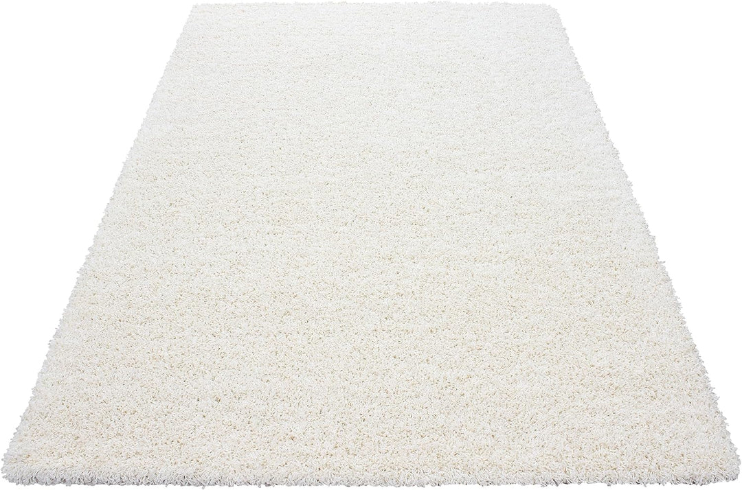 HomebyHome Shaggy Teppich Läufer Flur 80 x 150 cm - Shaggy Teppich Hochflor Creme Extra Weich und Fl