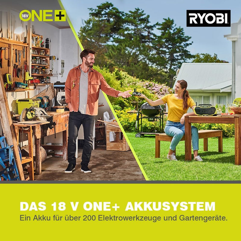 RYOBI 18 V ONE+ Akku-Bohrschrauber R18DD2-242S (2-Gang-Getriebe, max. Drehmoment 40 Nm, Drehmomentst