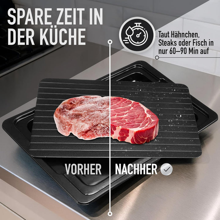 Schnellauftauplatte für Lebensmittel Aluminium Tablett 35,5 x 20,5 x 0,2 cm - Platte für Fleisch + F