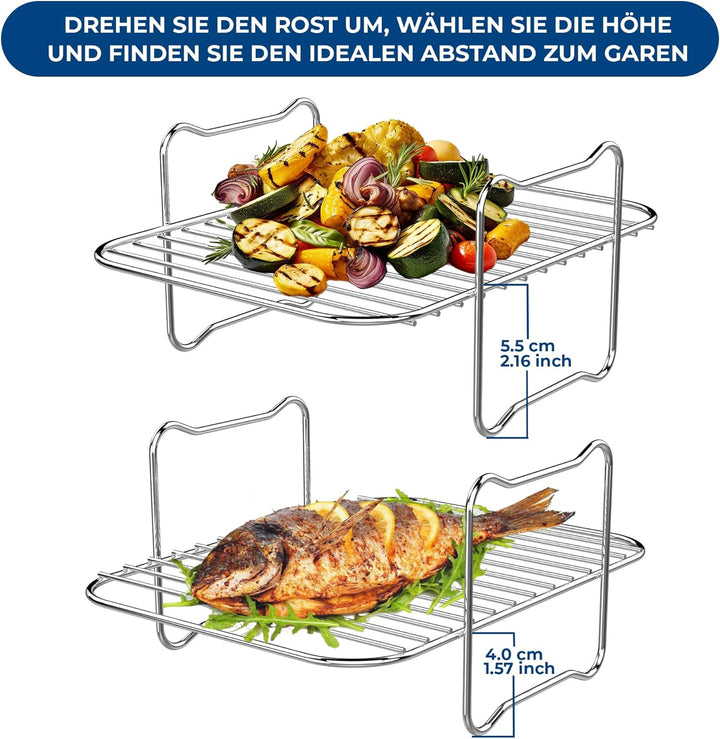 Premium Ninja 9,5L AF400EU & DZ400EU Grillrost | 2 Stücke Airfryer Grillrost für Foodi Max Dual Zone