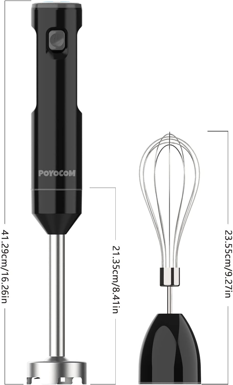 POYOCOM Akku-Stabmixer, kabelloser Stabmixer mit TYP-C-Kabel, Schneebesen für Smoothies, Milchshakes