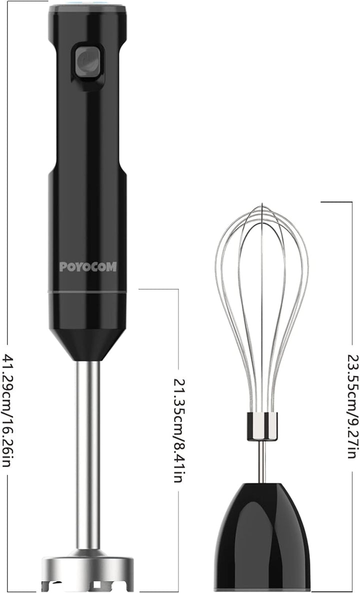 POYOCOM Akku-Stabmixer, kabelloser Stabmixer mit TYP-C-Kabel, Schneebesen für Smoothies, Milchshakes