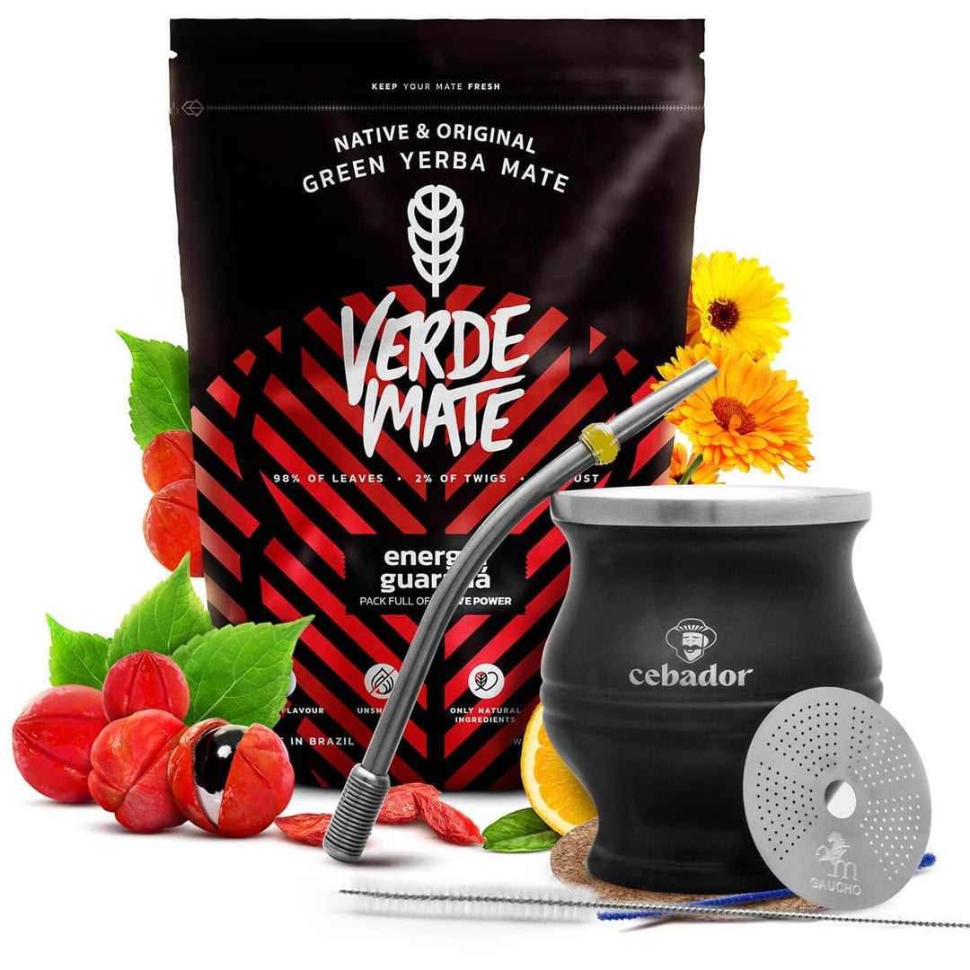 Mate Tee Verde Mate Set Energia Guarana 500g - Brasilien Yerba Mate - Luftgetrocknet, Staubarm, Mild