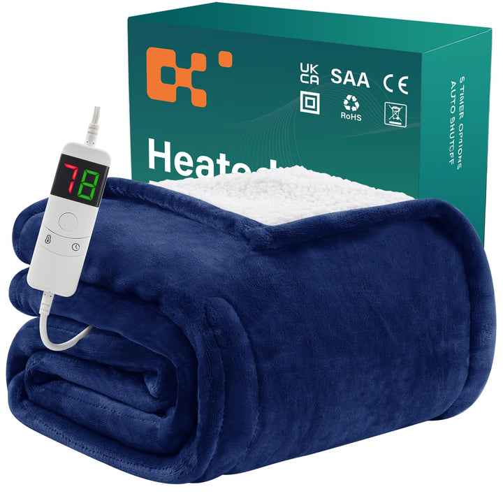BOMOVA Heizdecke Wärmedecke mit Abschaltautomatik,Kuscheldecke flauschig Weihnachten,10 Heizstufen &