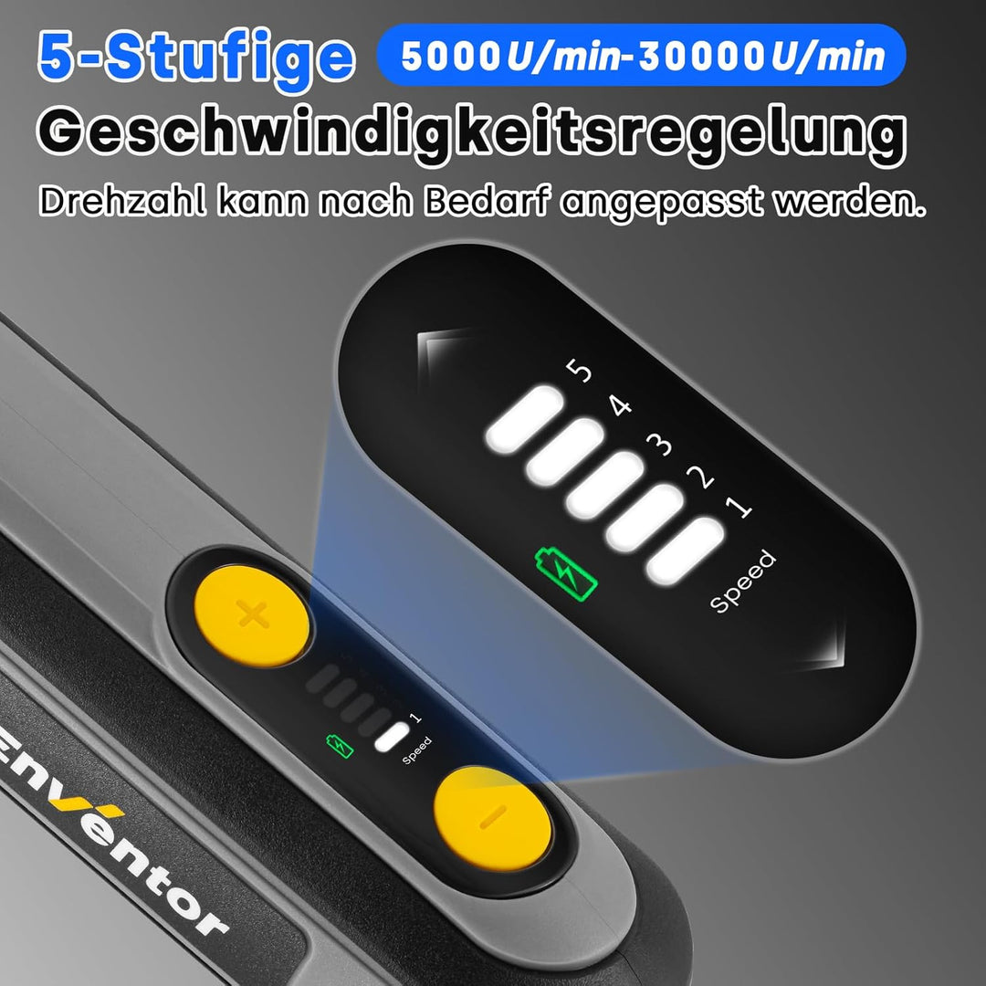 Enventor 8V Mini Multifunktionswerkzeug Akku, 2000 mAh, Rotationswerkzeug-Set, 5 Variable Geschwindi