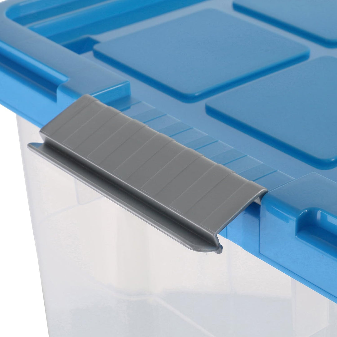 axentia Aufbewahrungsbox mit Rollen &amp; Deckel, Stapelbox aus Kunststoff 80 Liter, Eurobox transparent
