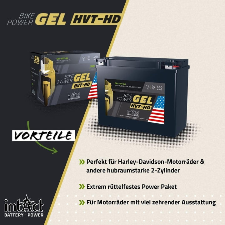 intAct - GEL HVT-06 MOTORRADBATTERIE - Motorrad Batterie perfekt für Harley Davidson & andere hubrau