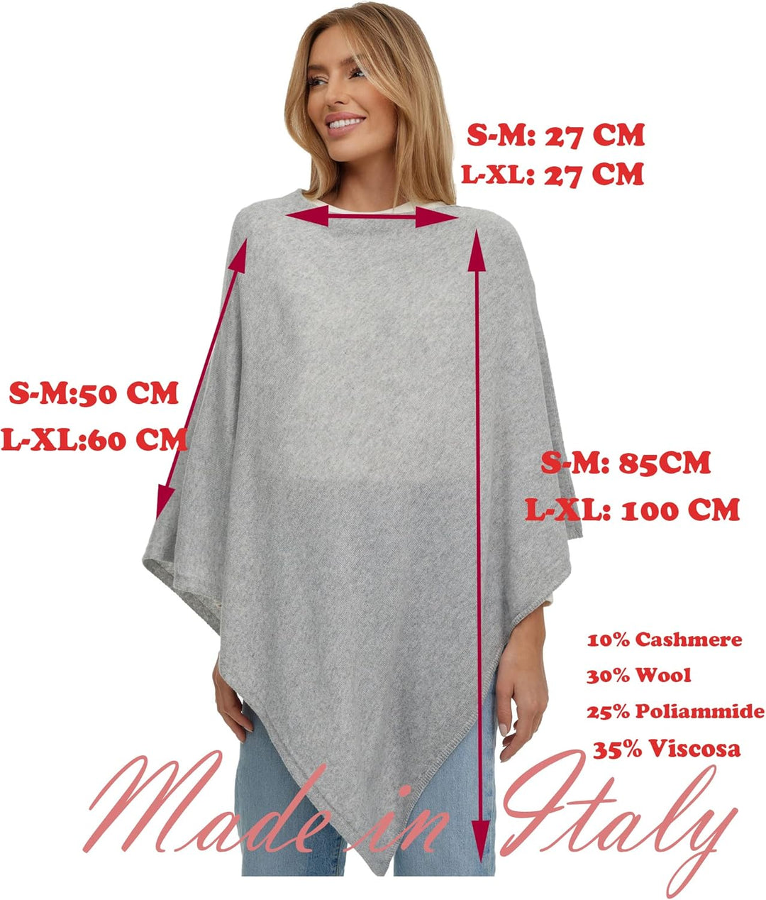Glamexx24 Damen Strick Poncho Unifarbe Cape Feinstrick XXL Pullover - Eleganz, Stil und Komfort in e