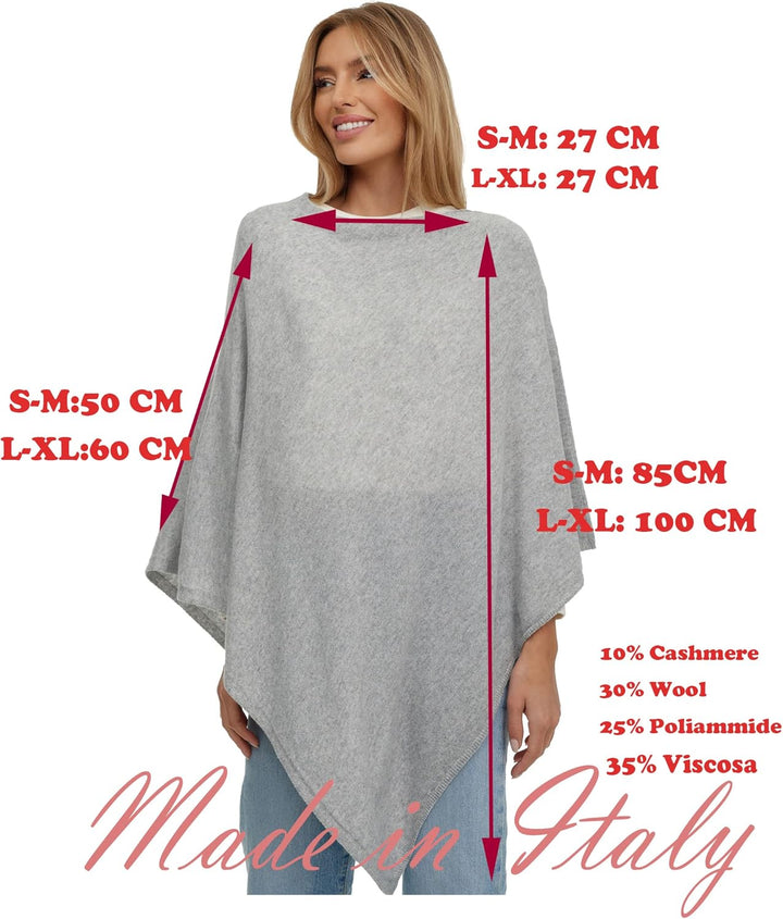 Glamexx24 Damen Strick Poncho Unifarbe Cape Feinstrick XXL Pullover - Eleganz, Stil und Komfort in e