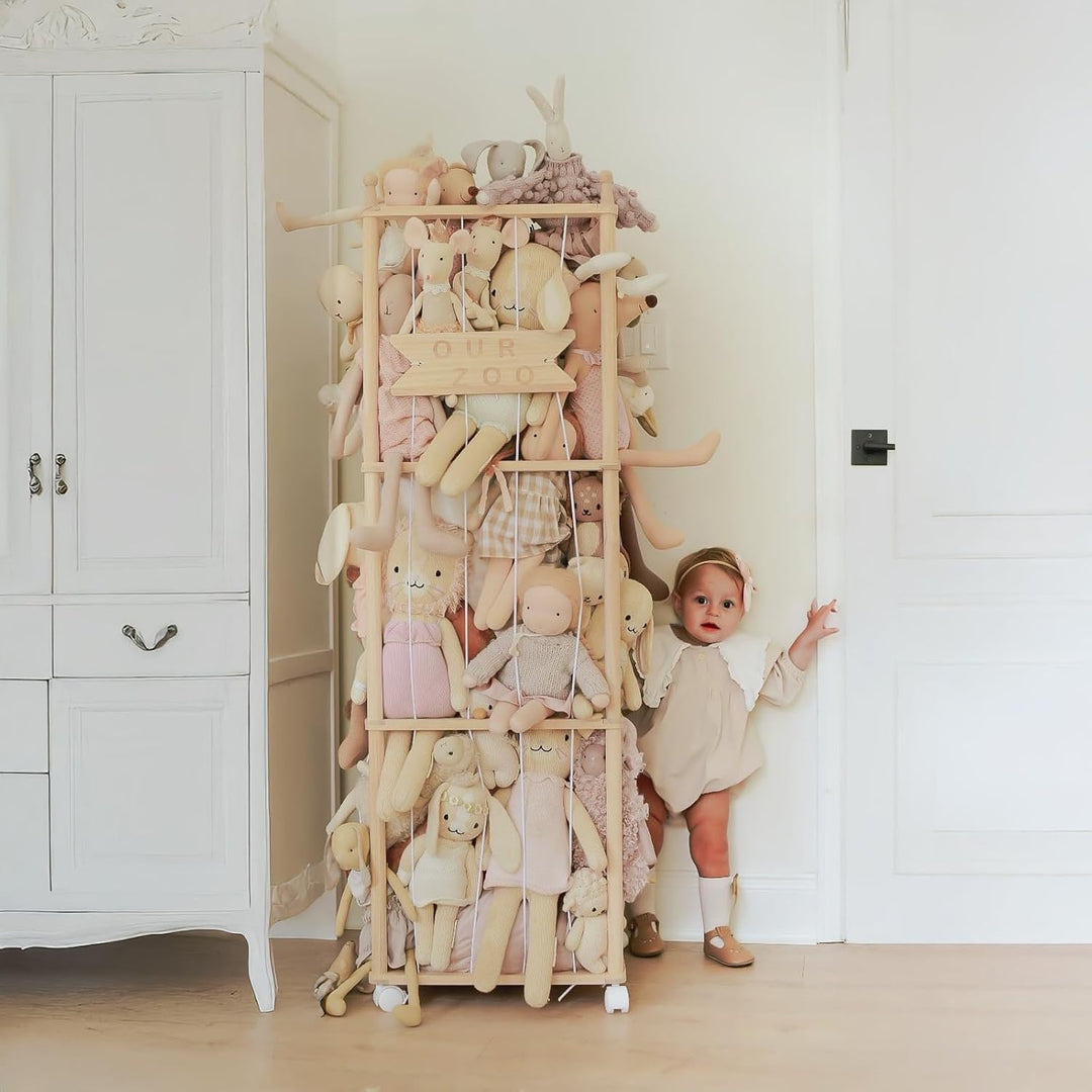 Massiv Kiefer Zoo Aufbewahrung Kuscheltier Organizer für Kinderzimmer | Massivem Kiefernholz, unters