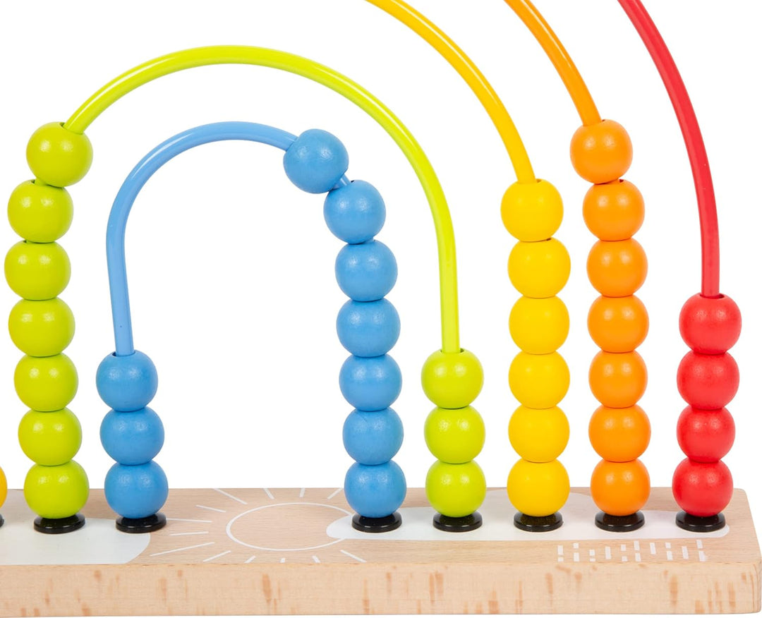 small foot Motorikschleife und Abakus, ab 12 Monaten, in Regenbogenfarben, mit 50 bunten Holzperlen,