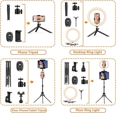 12 Zoll Ringlicht mit Stativ Handy, 1 Satz für alle PEYOU 183cm mit Tablet-Halter, LED Ringleuchte m