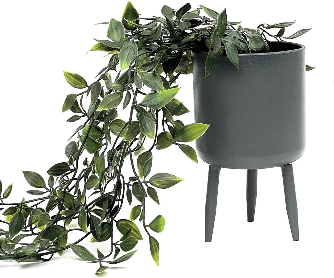 DanDiBo Blumentopf mit Füssen Pflanztopf Blumenkübel mit Beinen Metall Grau 17 cm 96260 S Modern Pfl