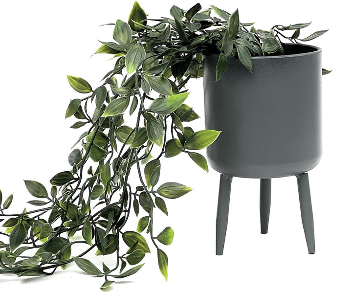 DanDiBo Blumentopf mit Füssen Pflanztopf Blumenkübel mit Beinen Metall Grau 17 cm 96260 S Modern Pfl